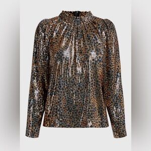 EUC Sea- Leo Leopard Sequin Print Top. Size 0